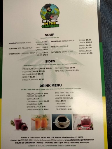 Menu Kitchen In The Gardens Caribbean Restaurant-1